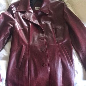Vintage deep red pleather coat